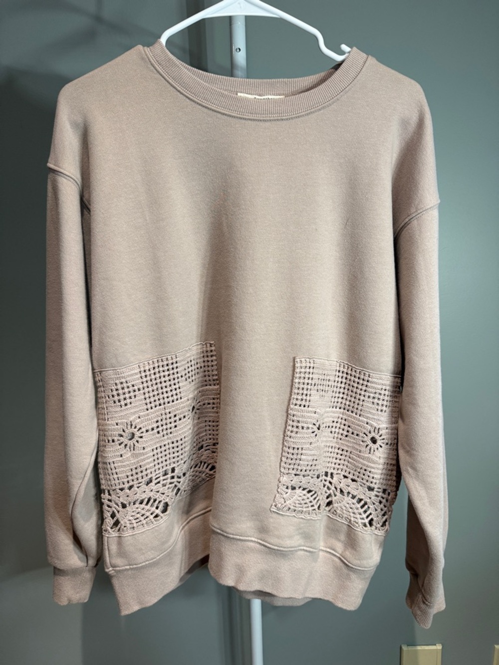 By Together Cream Sweater with Crochet Accents